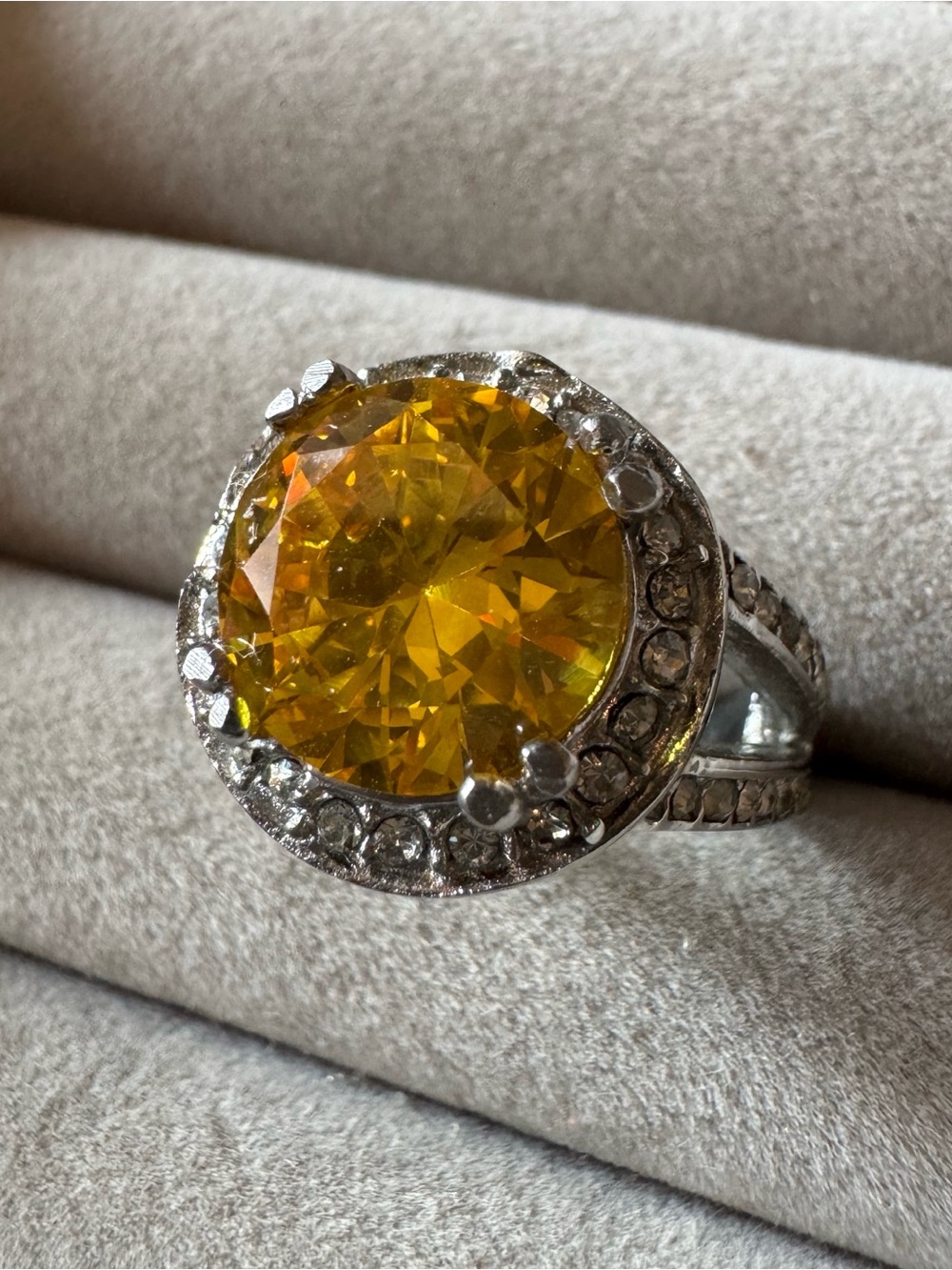 316L Stainless Steel Large Canary Yellow Statement Cocktail Ring Size 8